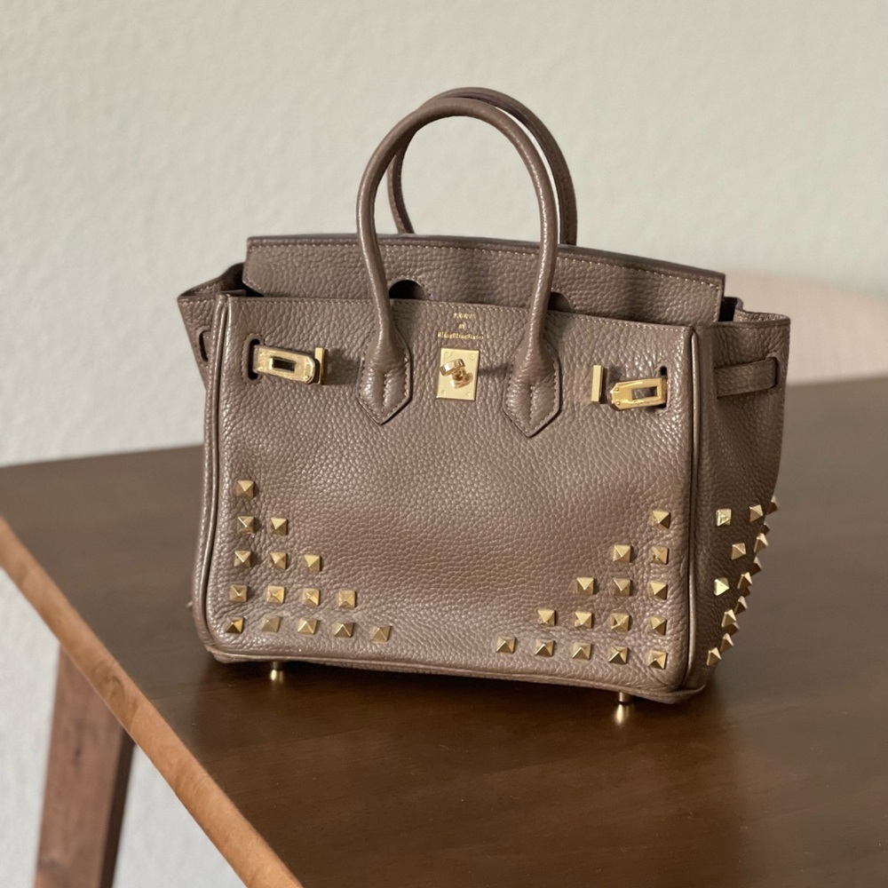 Studded Taupe Handbag by BlingBlingSister